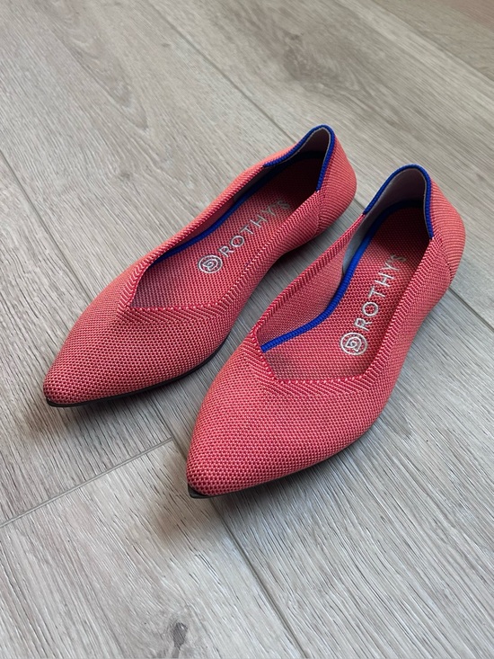 Rothy's Shoes - Rothy’s The Point Coral Pink Knit Pointed Toe Flats Shoes Women’s Size 7.5